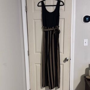 As U Wish Black and Gold Striped Jumpsuit